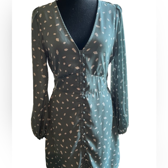 Abercrombie & Fitch Long Sleeve Button Down Polka Dot Mini Dress Size Small - Picture 1 of 10